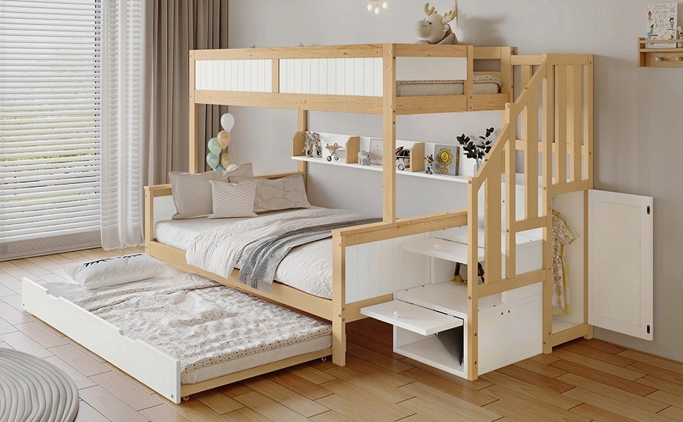 Letto a castello 90x200&90x190&120*200 - Xylo - Bianco con armadio