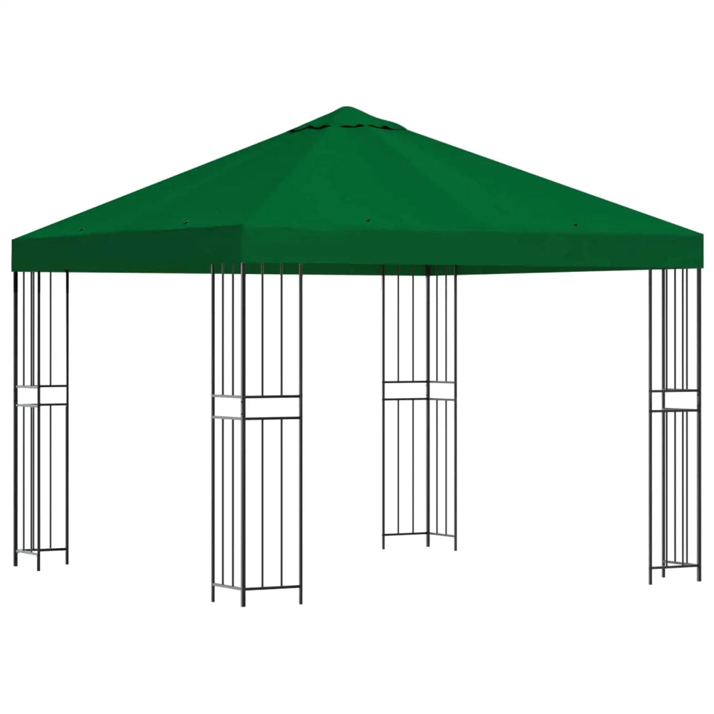 Gazebo | Pergolato 3 x 3 m Verde Poliestere e Acciaio 190 gsm
