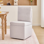 SEDIA da pranzo con contenitore e ruote, 49x49x92 cm, chenille grigio-beige