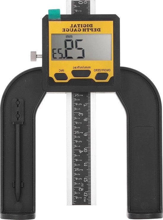 Misuratore di profondità digitale con risoluzione 001 mm - display LCD - misuratore di altezza digitale - piede magnetico - conversione di unità - lavorazione del legno - misurazione di altezza e profondità - tavolo da lavoro libero.