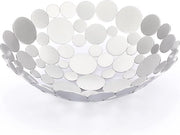 Scaletta rotonda in acciaio argentato, moderna ciotola per frutta e pane, decorativa ciotola per tavola, contenitore per conservazione di pane, verdure, in cucina, soggiorno, tavola da pranzo, diametro 30 cm