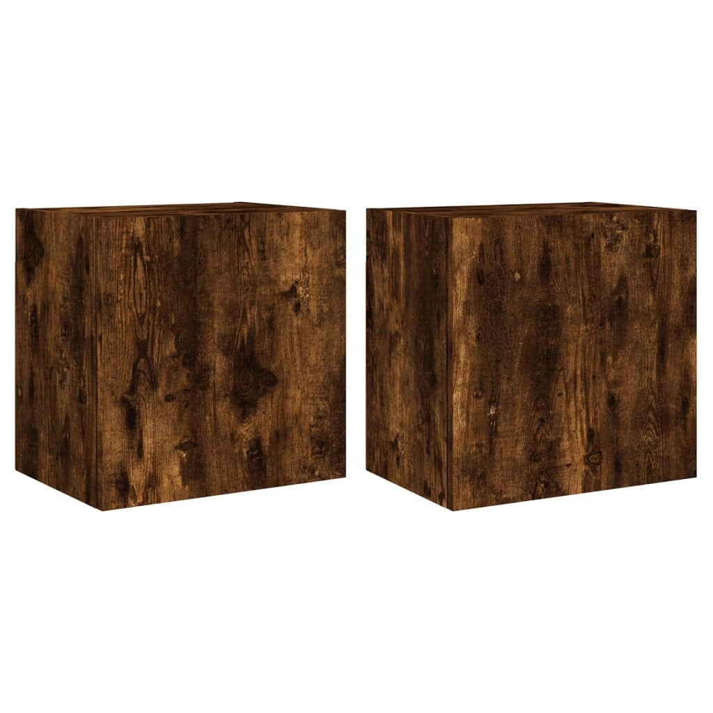 Mobile TV multimediale da parete mensola TV credenza TV per sala da pranzo soggiorno camera da letto 2 pezzi rovere affumicato 40,5 x 30 x 40 cm legno ingegnerizzato marrone 02_0028984