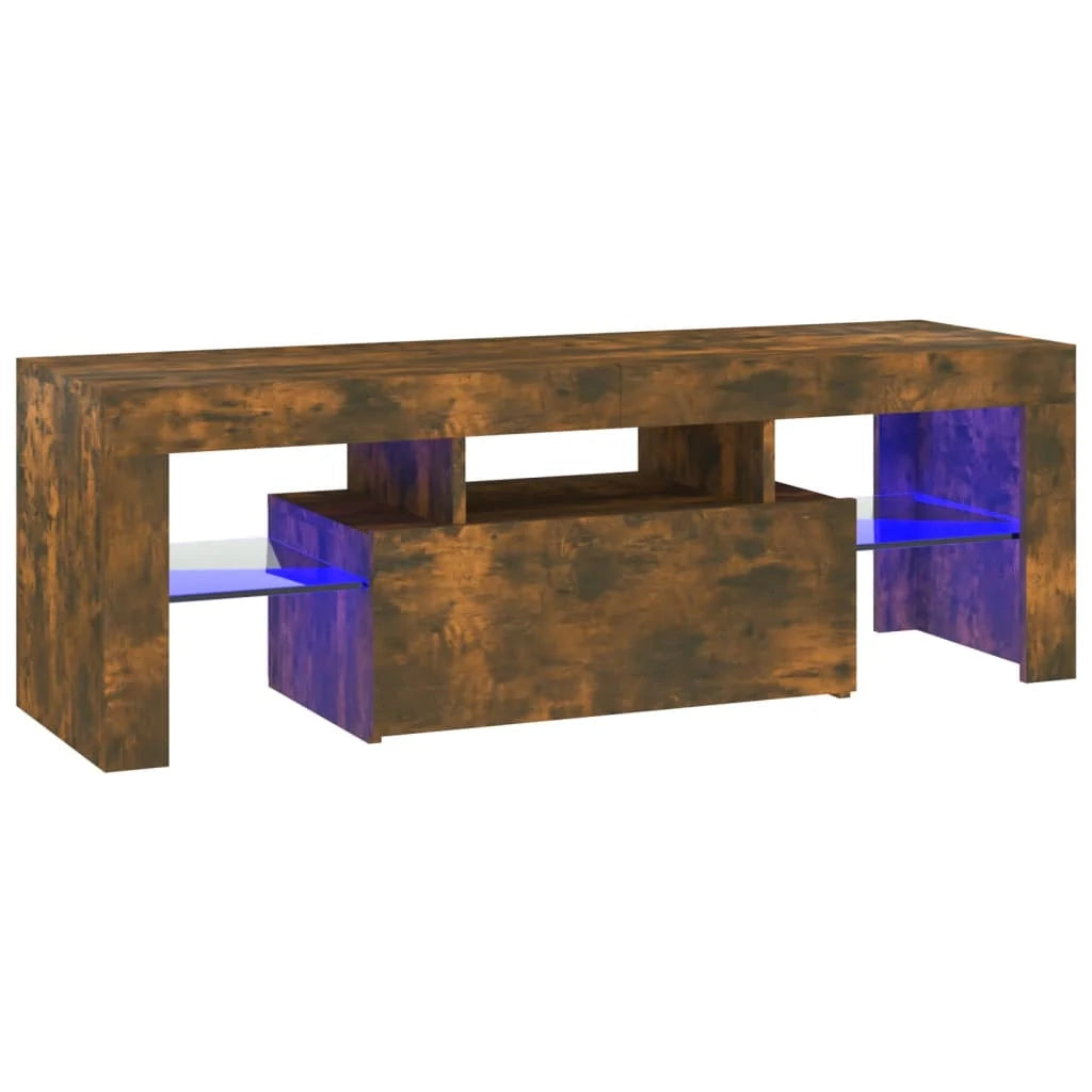 Mobile TV multimediale scaffale TV credenza mobile TV per sala da pranzo soggiorno camera da letto con luci a LED rovere affumicato 120 x 35 x 40 cm marrone 02_0026717