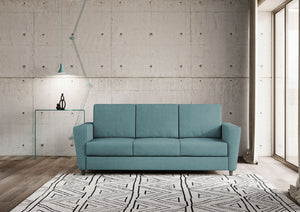 Divano 3 Posti 212x85x85 cm Yasel in Tessuto Petrolio