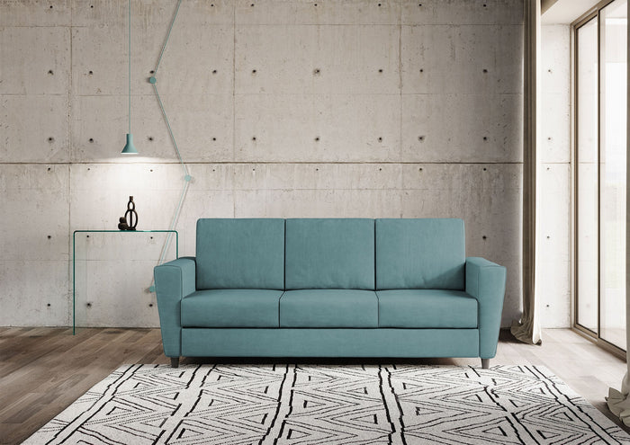 Divano 3 Posti 212x85x85 cm Yasel in Tessuto Petrolio