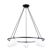 Lampada da soffitto moderna in acciaio e vetro nero YOLI a 5 luci French Sky, 80 cm