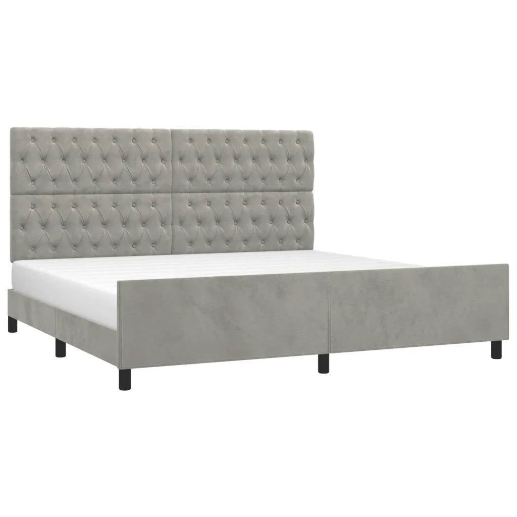 Giroletto con Testiera Grigio Chiaro 200x200 cm in Velluto cod mxl 43141