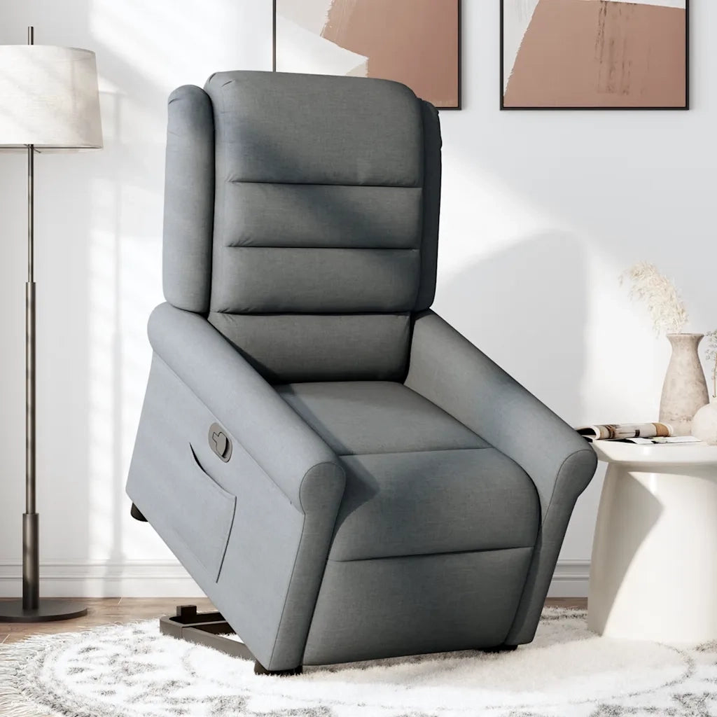 vidaXL Poltrona Alzapersona Reclinabile Grigio Scuro in Tessuto