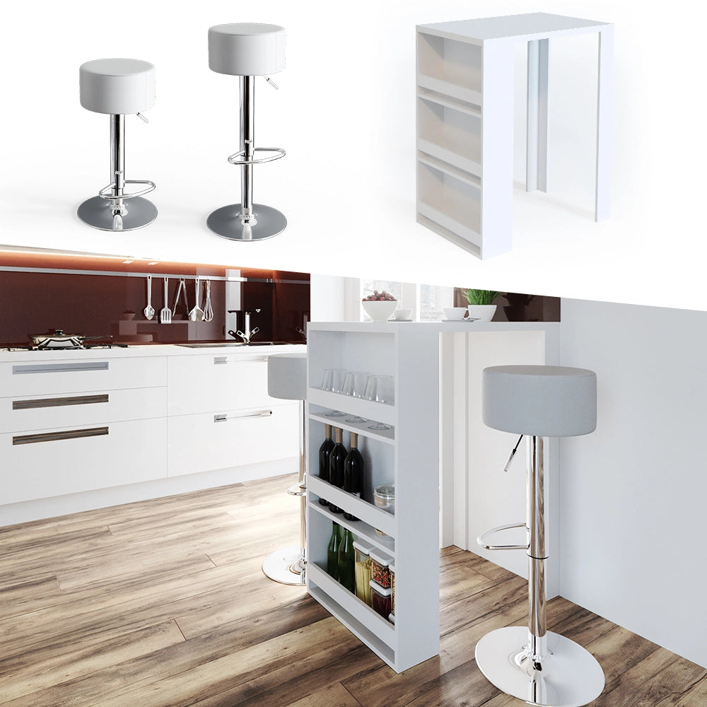 Vicco Tavolo bar con sgabelli Bianco 57 x 80 cm con 2 sgabelli da bar