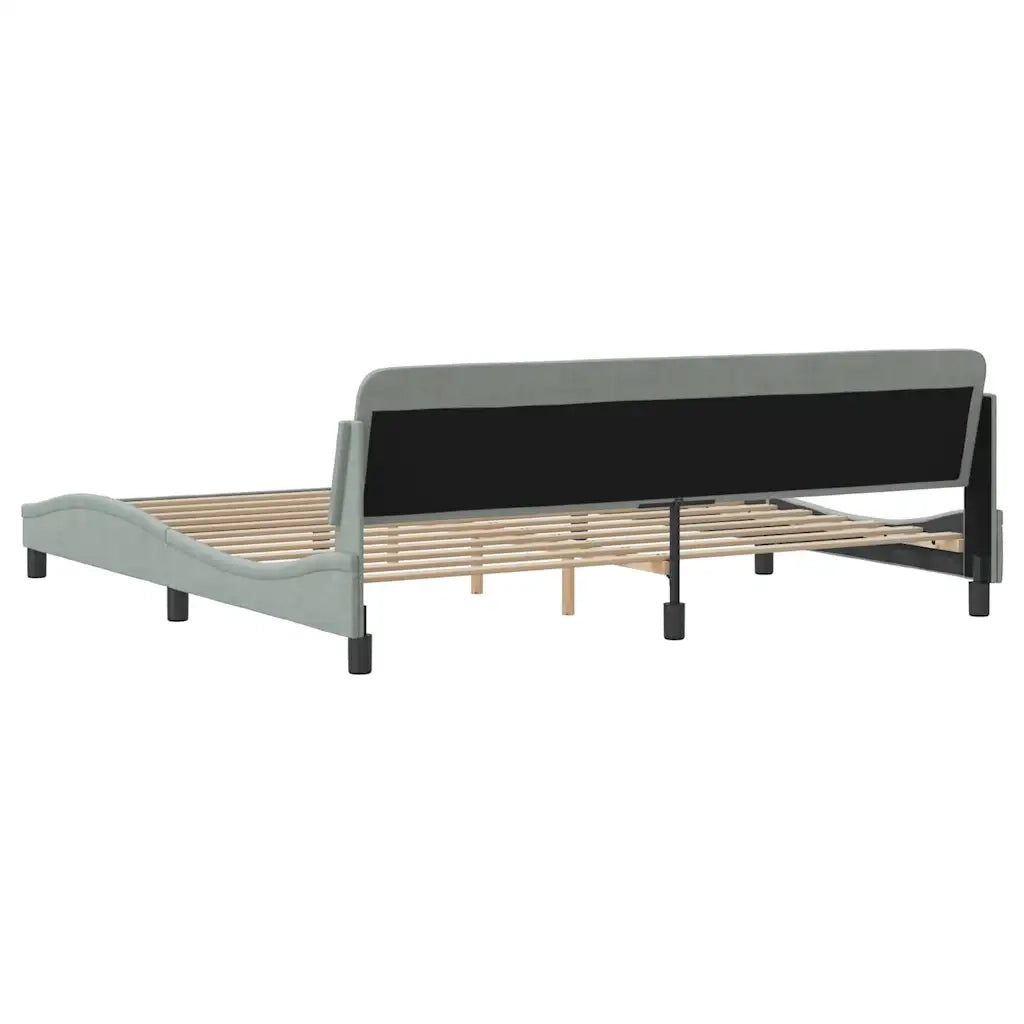 Letto matrimoniale | Letto per adulti | Giroletto Dover Grigio Chiaro 200x200 cm Velluto