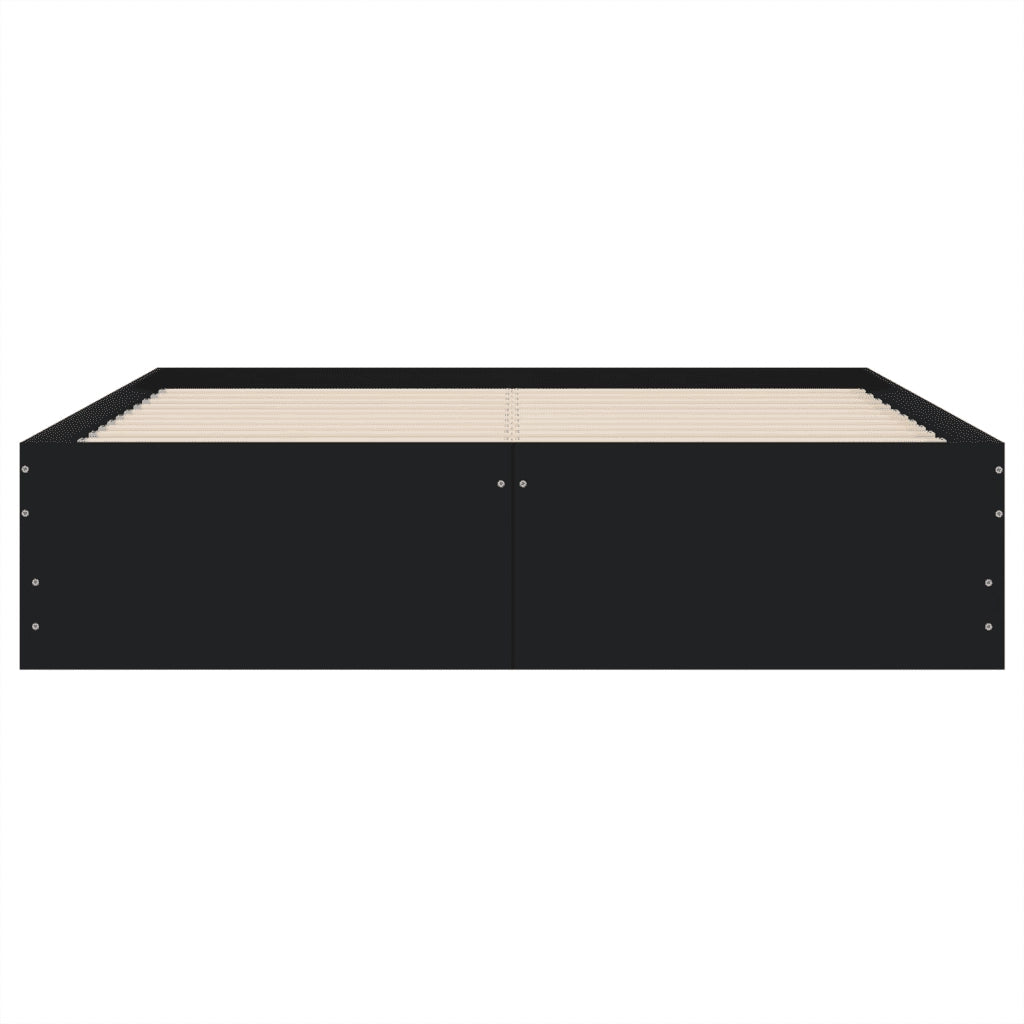 Giroletto con Cassetti Nero 120x190 cm in Legno Multistrato