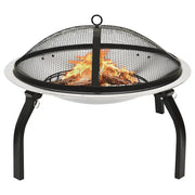 Braciere e Barbecue 2in1 e Attizzatoio 56x56x49cm Acciaio Inox cod mxl 75501