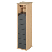 Mobile Bagno a Colonna con Porta Carta Igienica, Mobile Bagno Salvaspazio con Ripiano Regolabile in MDF e Bamb¨´, 18x18x75cm, Color Bamb¨´ e Grigio