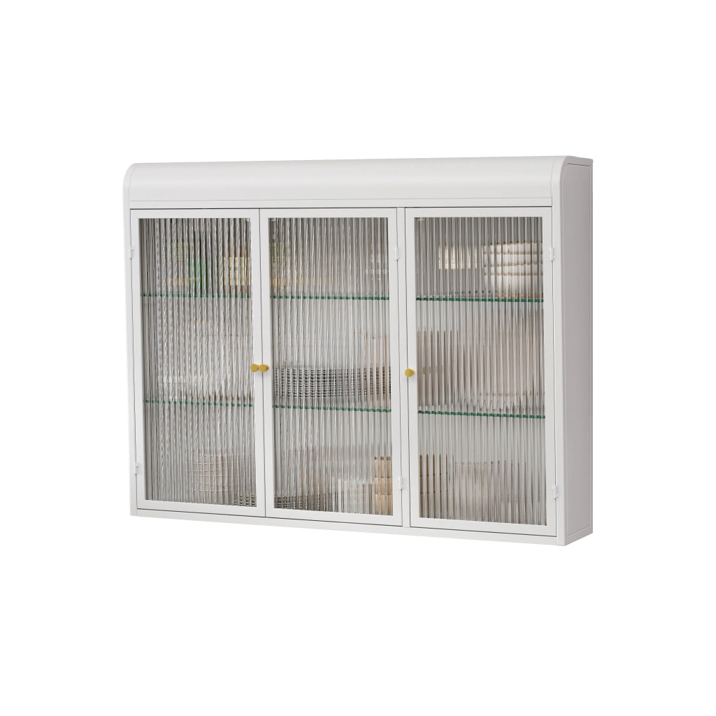 Pensile da Cucina con Ante in Vetro ad Arco ¨C Xylo ¨C Bianco, 3 Ante