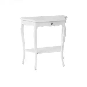 Consolle sagomata in legno con cassetto Shabby chic bianca