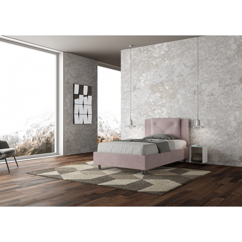 Letto imbottito 1 piazza e mezza 120x210 cm Appia - Con rete,Glicine,Microfibra