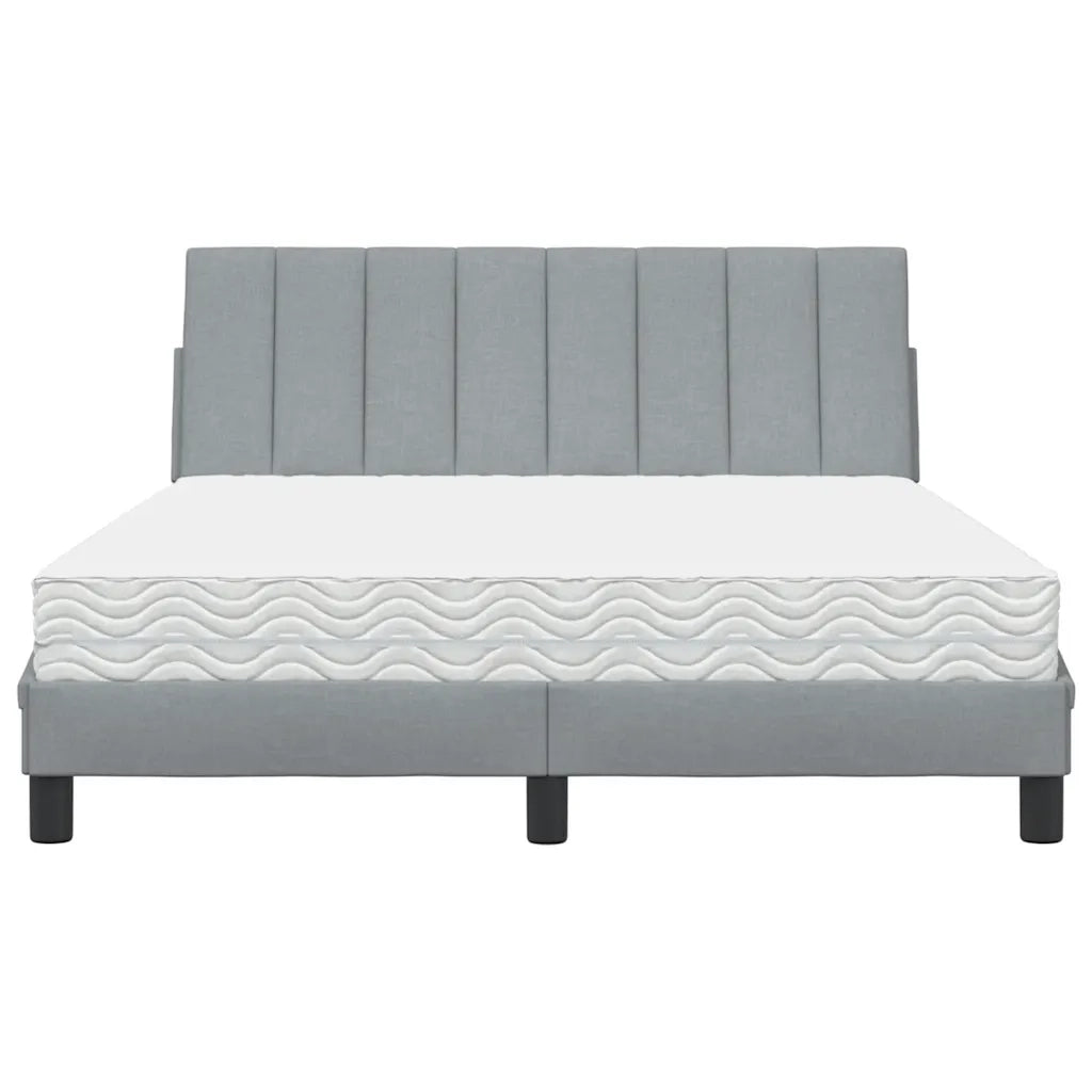 Letto con Materasso Hanko Grigio Chiaro 140x200cm Tessuto 3310531