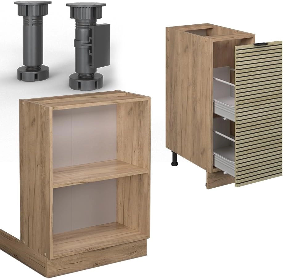 Isola cucina Fame-Line, Pannello in quercia, 90 cm con cassetto, senza piano di lavoro