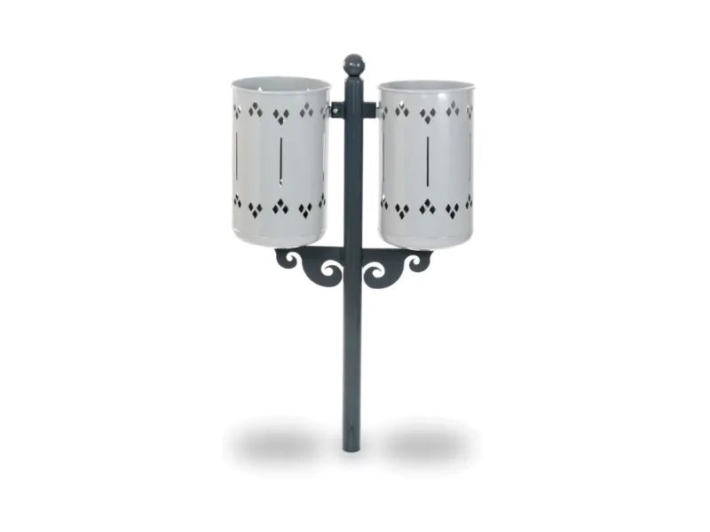 Cestino Old Style Double 576 Giochipark acciaio zincato verniciato Ø75x52h - RAL 9006 - Da interrare
