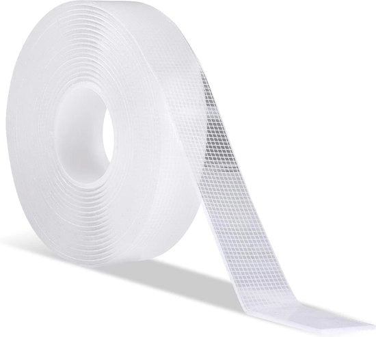 Tape adesso doppio 24cm x 5m con mesh di vetro nano, adesivo extra resistente, trasparente, riutilizzabile e rimovibile.