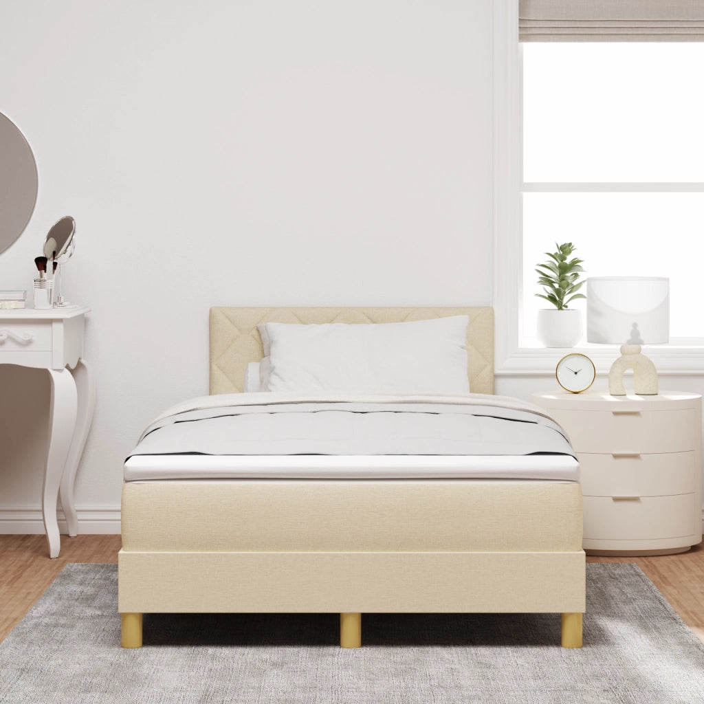Letto a Molle con Materasso Crema 120x200 cm Tessuto