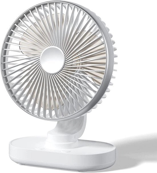Ventilatore da tavolo USB - 4 velocità, oscillazione automatica, oscillante, funzionamento silenzioso, mini ventilatore per ufficio, camera da letto e zona di lavoro - Argento