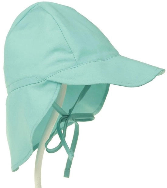 Cappello per bambini, cappello estivo per bambini, cappello per bambini con protezione collo e strisce, cappello flapper, cappello UV protettivo per spiaggia (S: adatto per circonferenza testa 48-54 cm) - Blu-verde