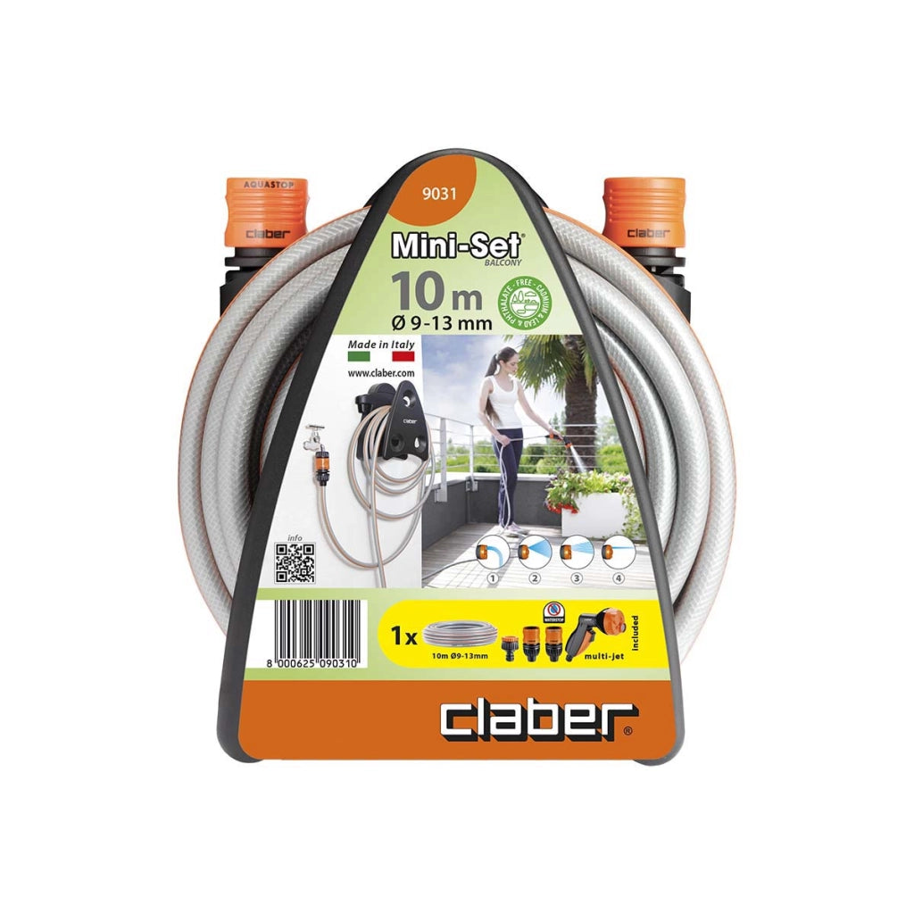 AVVOLGITUBO IRRIGAZIONE MINISET BALCONY CLABER  TUBO 1/2 MT 10 + RACCORDI + PISTOLA