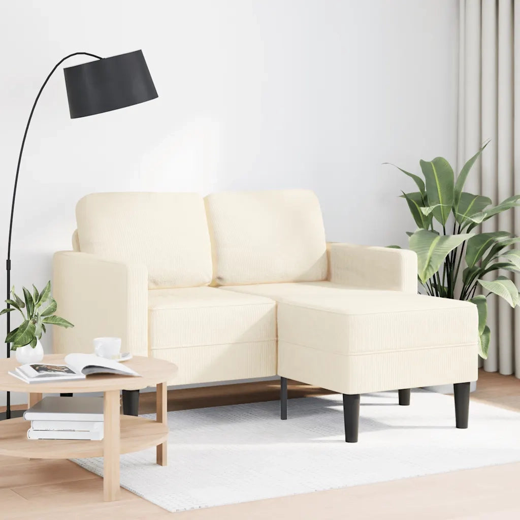 vidaXL Divano 2 Posti con Chaise longue a L Crema 125 cm Lino