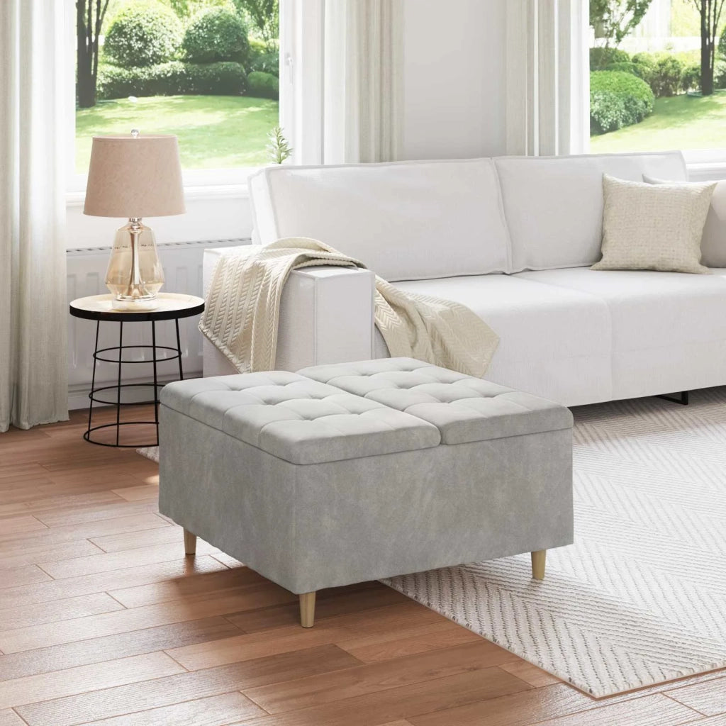 Pouf contenitore Grigio chiaro 80 x 80 x 45 cm Velluto