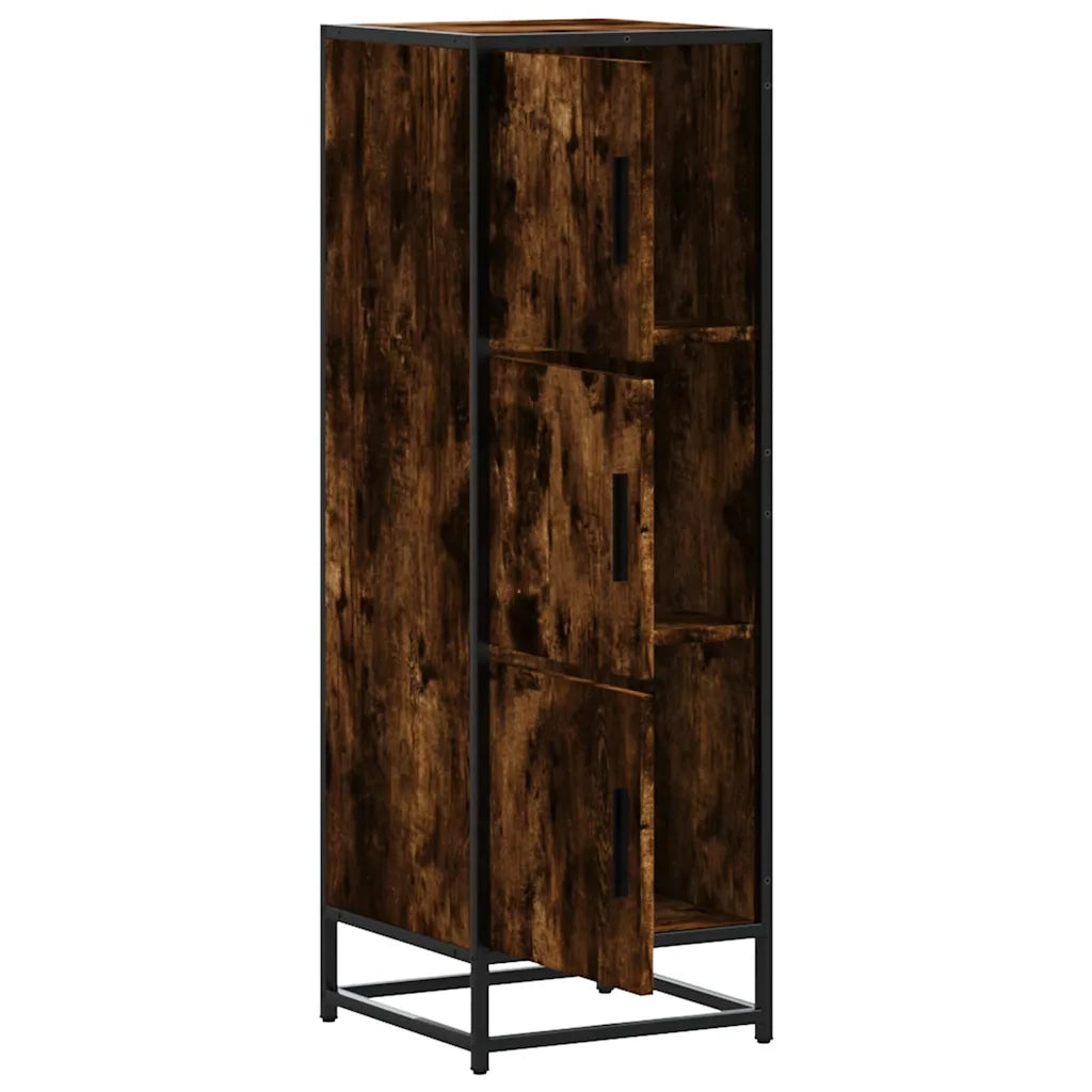 Credenza Rovere Fumo 35,5x35x106,5 cm Legno Multistrato Metallo 849066