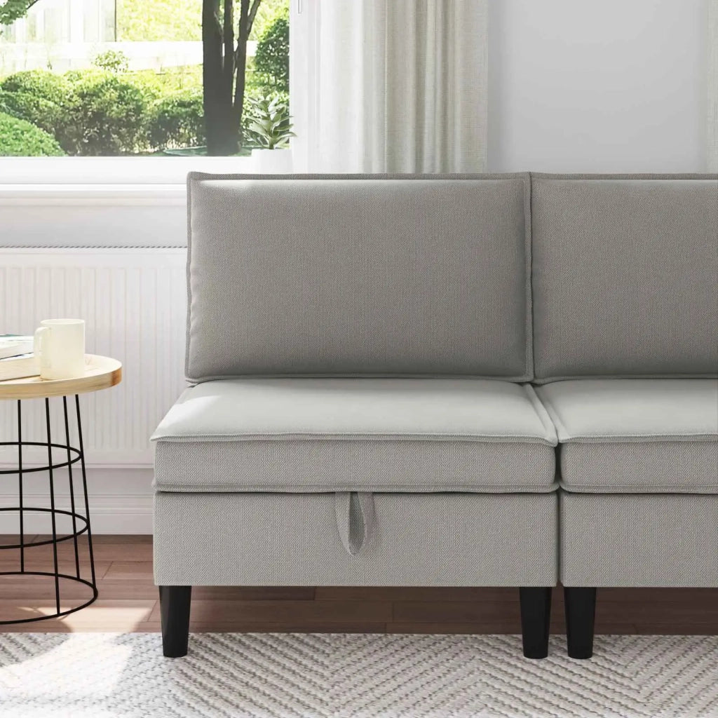Divano Medio con Storage Grigio chiaro Velluto 42027119