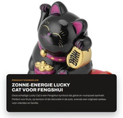 Decorazione con Energia Solare - Gatto Felice che Oscilla - Feng Shui - Gatto Ombroso - Decorazione - Alta Qualità Plastica
