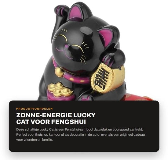 Decorazione con Energia Solare - Gatto Felice che Oscilla - Feng Shui - Gatto Ombroso - Decorazione - Alta Qualità Plastica