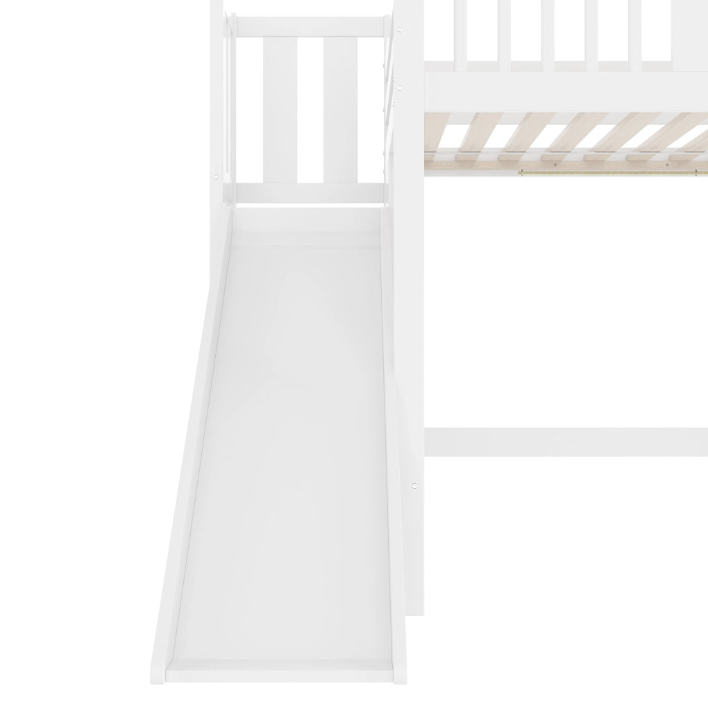 Letto a soppalco per bambini 90x200 cm con scivolo e LED