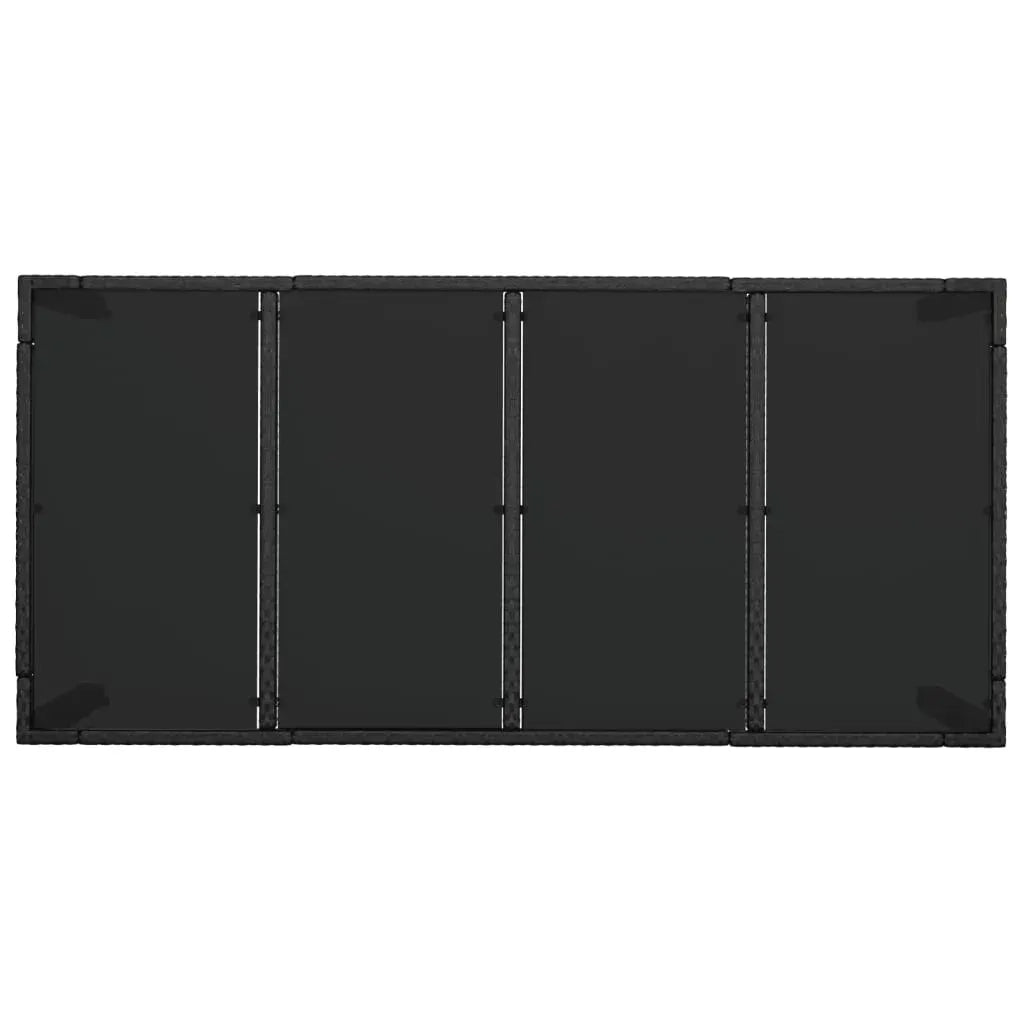 Set da Pranzo da Giardino 9 pz con Cuscini Nero in Polyrattan 3157956