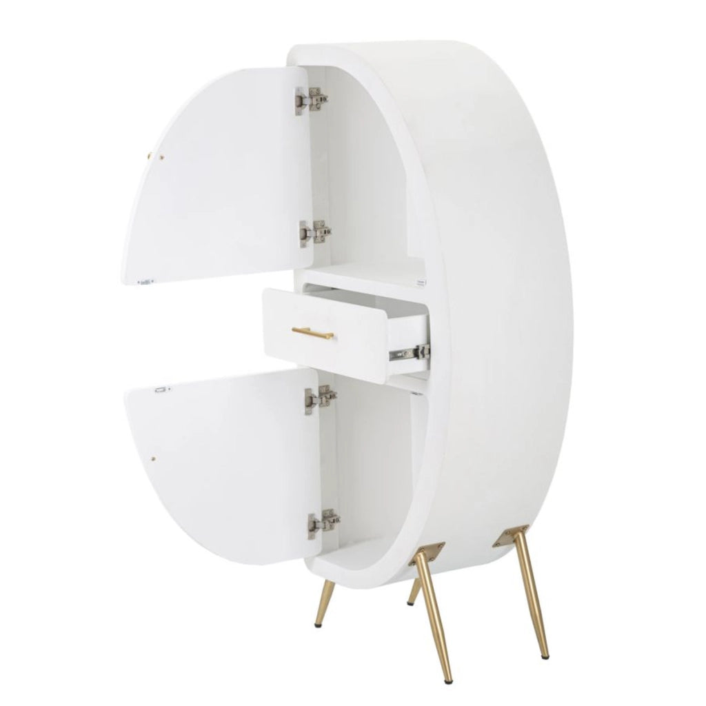 Credenza VKH29, Bianco, MDF, 60x32x133 cm