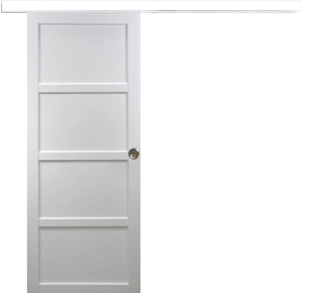 Porta scorrevole Tamera bianca larghezza 93 con binario in alluminio bianca + 2 gusci installati