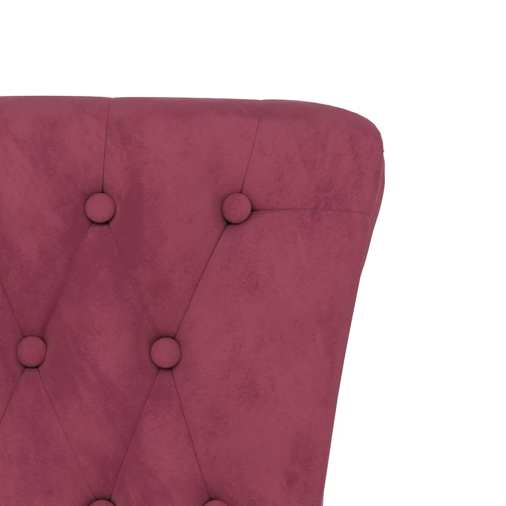 Sedia Schienale Alto Design Bottoni Velluto Rosso Vino Chiaro 352467