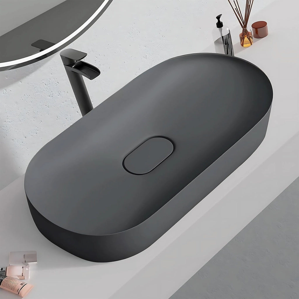 Lavabo In Conglomerato Iris 71 Cm Grey Matt