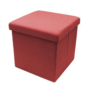 POUF LEA QUADRATO 38 X 38 CM IN COLORE BORDEAUX EFFETTO TESSUTO