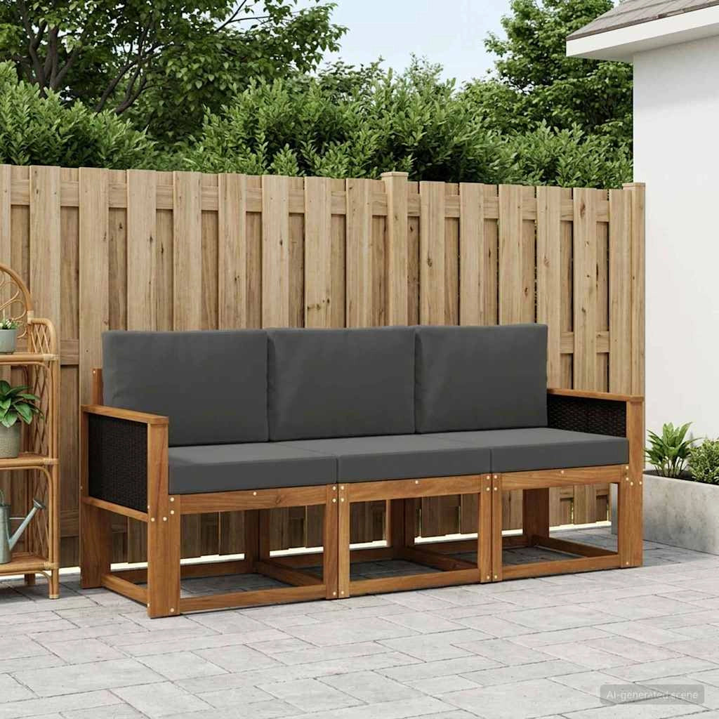 Set di divani da esterno 3 pz Naturale e Antracite 3384943