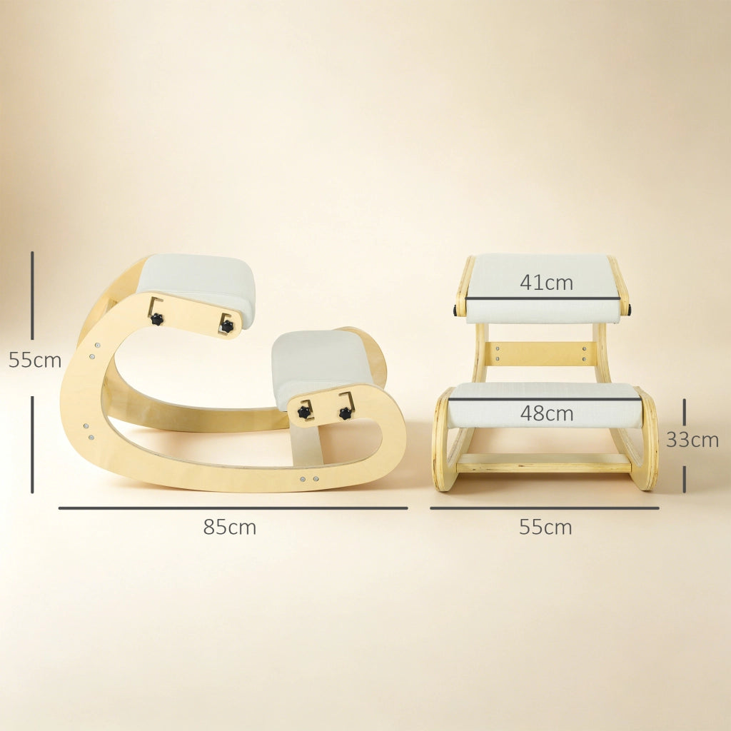 Sedia ergonomica da ginocchio in legno con funzione dondolo ¨C zephmum ¨C regolabile