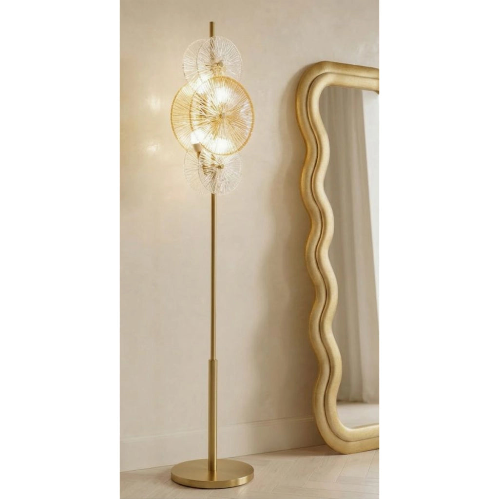 Lampada da Terra VKH918, Marrone, Vetro, 30x30x164 cm