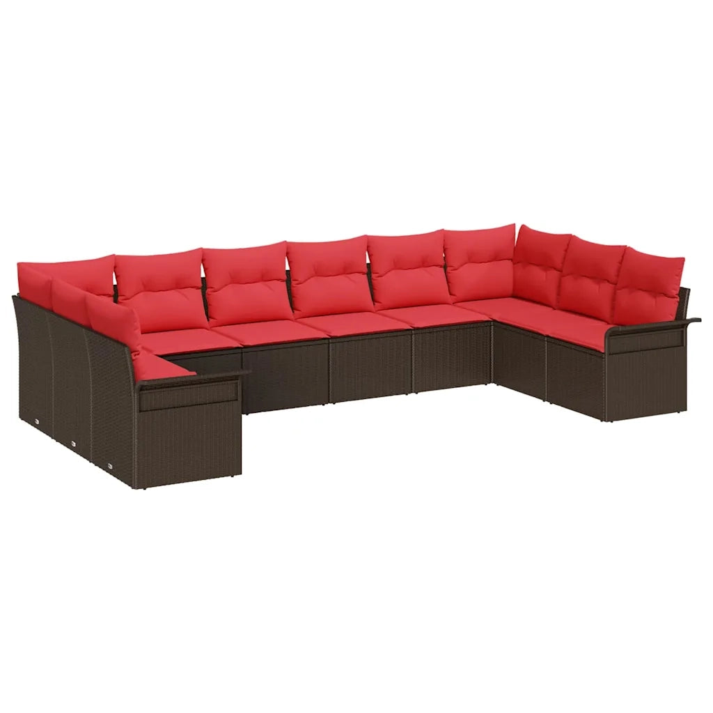 Set Divano da Giardino 10 pcs Beige polyrattan