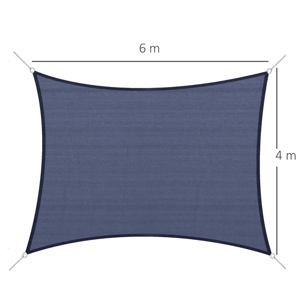 Toldo Vela Rettangolare 4x6 m ¨C zephmum ¨C Blu per Giardino Patio con Anelli Acciaio Inox