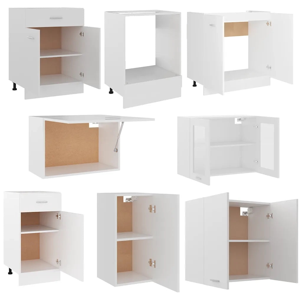Set Armadi da Cucina 8 pz Lyon Bianco in Legno Multistrato 3067647