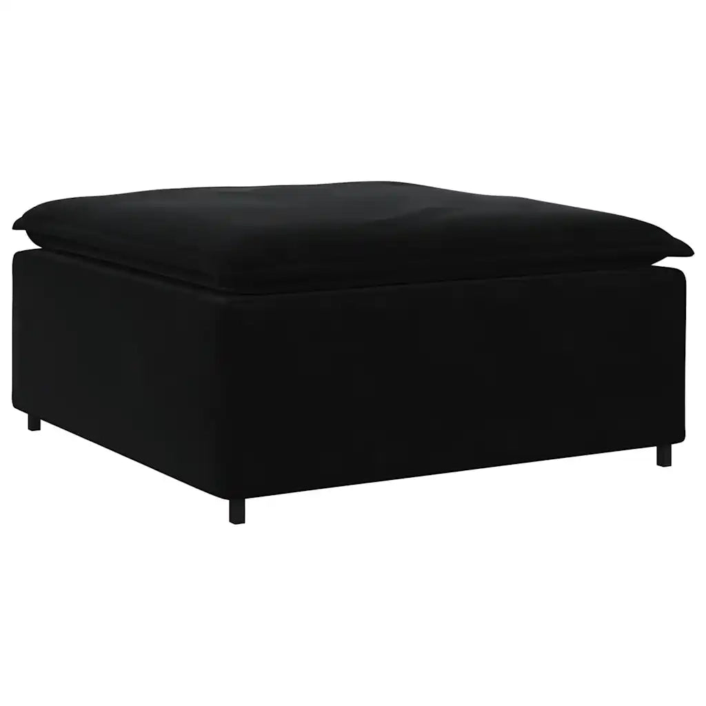 Divano Modulare con Poggiapiedi e Cuscini in Velluto Nero 3321194