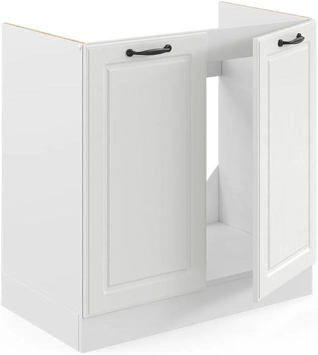 Mobile lavello cucina R-Line, Bianco casa di campagna, 80 cm senza piano di lavoro, per la libera combinazione all'interno di sistemi cucina modulari