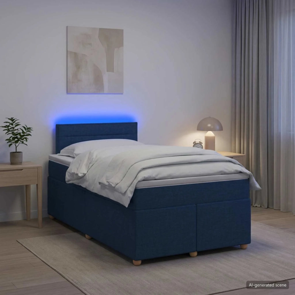 Letto box spring con materasso Blu 120 x 200 cm Tessuto 3452393